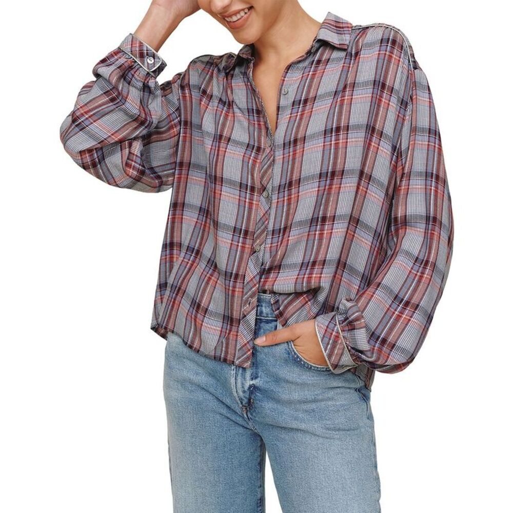 Bella Dahl Womens Trimmed Flowy Shirt